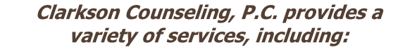 Clarkson Counseling, P.C. provides a variety of services, including:
